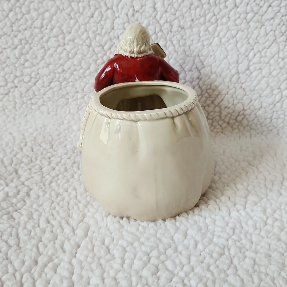 Vintage Gibson Greeting cards, ceramic Santa candy/ candle dish